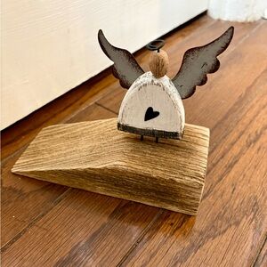Wooden Angel Doorwedge with Heart Design
